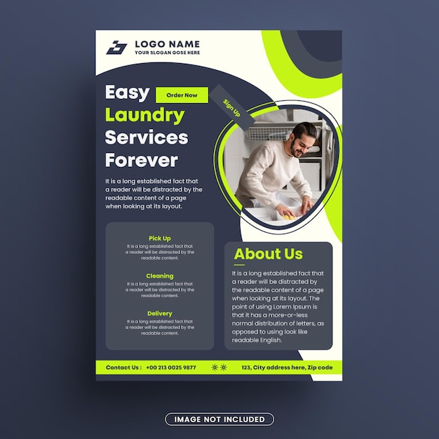 Vector laundry and cleaning service flyer design template