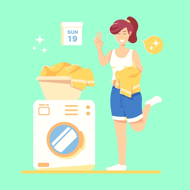 Vector laundry day concept illustration