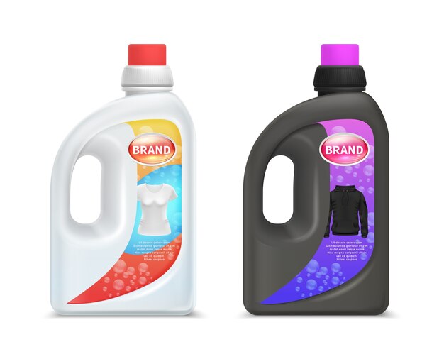 Laundry detergent bottles. washing detergent for white and black cloth.wa