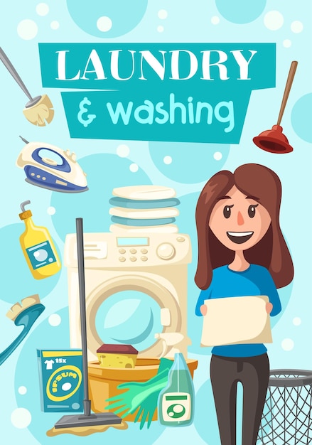 Laundry and dish washing service poster