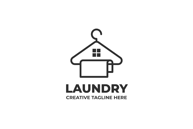 Laundry hanger clean service business logo