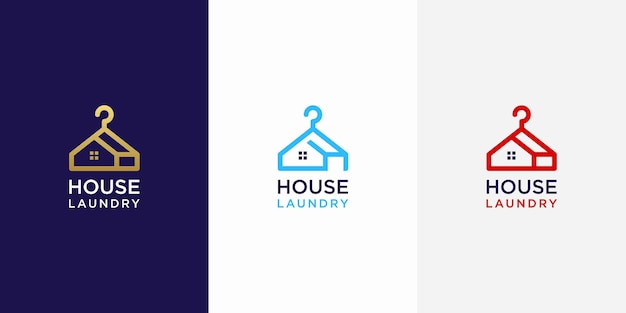 Laundry house logo with letter h and line art style