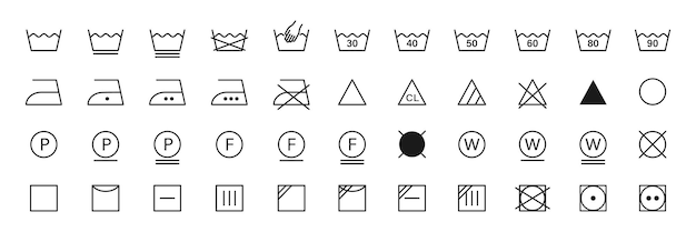 세탁 아이콘 세트 세탁 기호 터 일러스트레이션