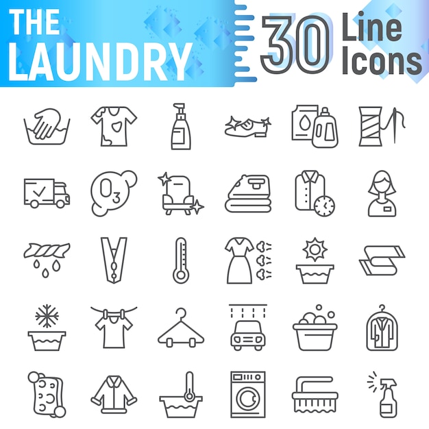 Laundry line icon set, clean symbols collection,