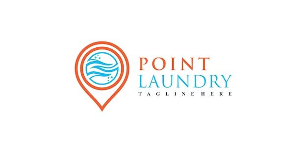 Laundry location logo design illustration with pin point and creative concept Premium Vector