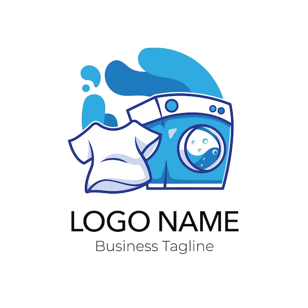 laundry logo design business template collection