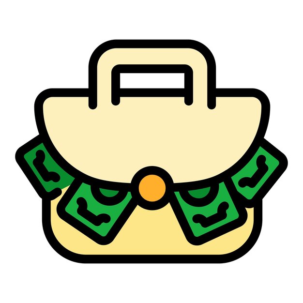 Вектор Икона портфеля для стирки денег контур векторная иконка портфеля с стиркой денег для веб-дизайна, изолированная на белом фоне, цвет плоский