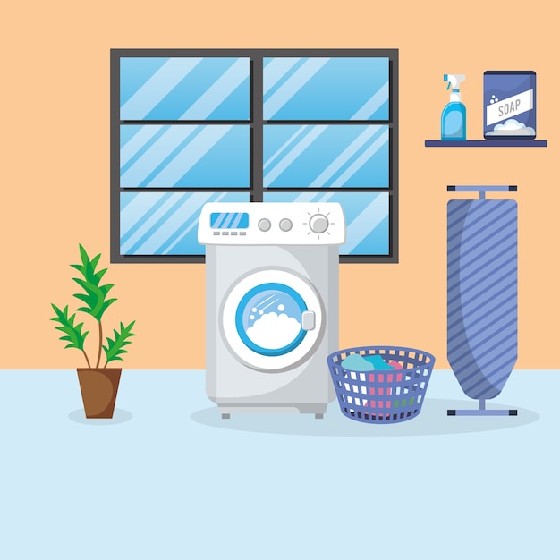 Vector laundry room interior