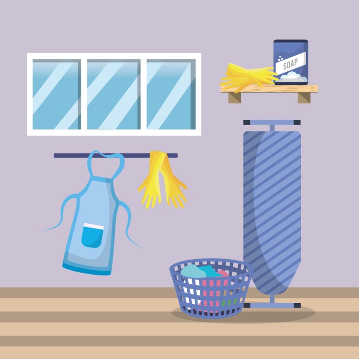 Vector laundry room interior