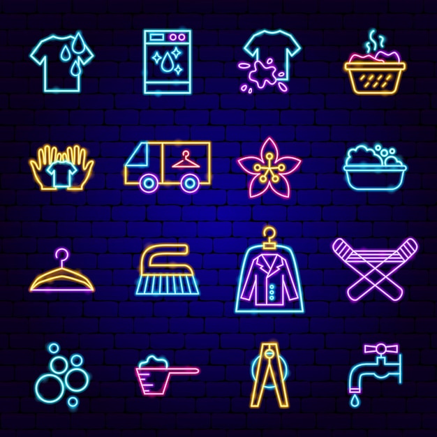 Laundry Room Neon Icons