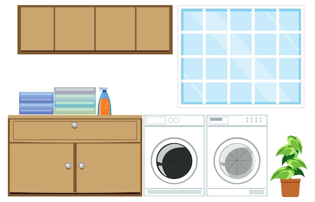 Laundry room objects set