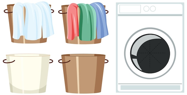 Vector laundry room objects set