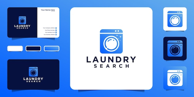 Vector laundry search logo design inspirationand business card design