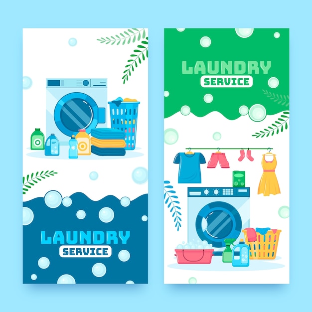 Laundry service banners in flat design