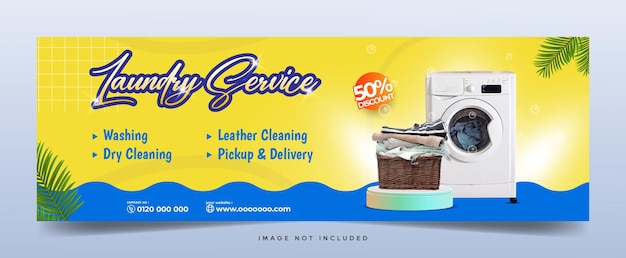 Vector laundry service horizontal banner