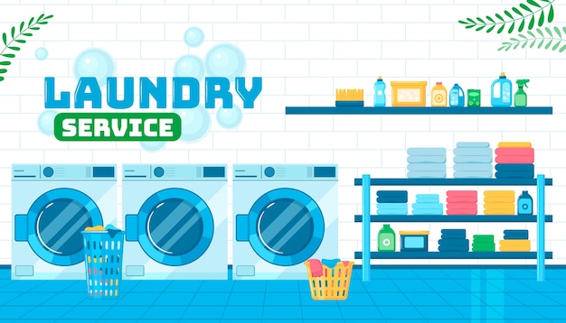 Laundry service illustration in flat design