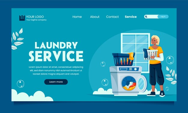 Laundry service landing page in flat design