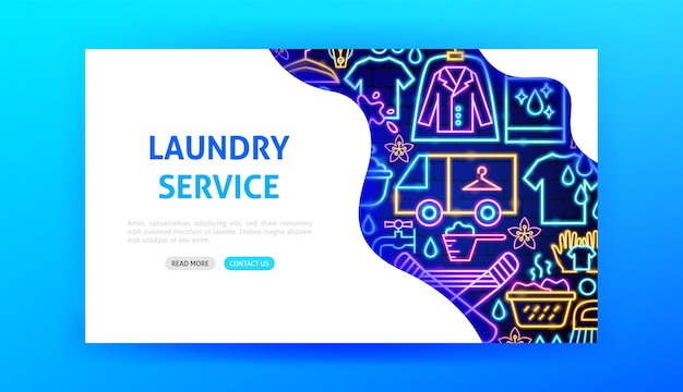 Laundry Service Neon Landing Page