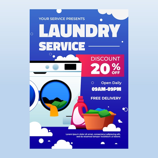 Laundry service poster in flat design