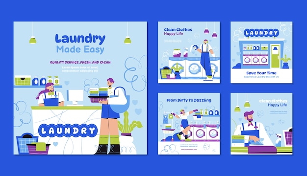 Vector laundry service template design