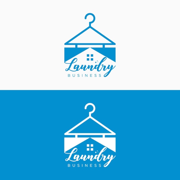 Услуги прачечной, стирка и чистка одежды Логотип Дизайн Вектор