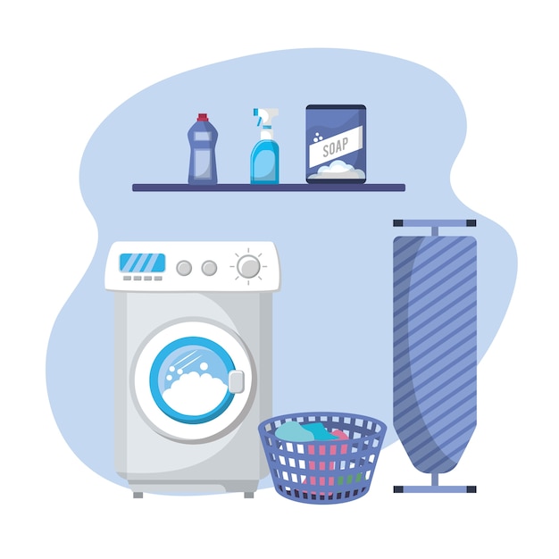 Laundry with electrical equipment and domestic job