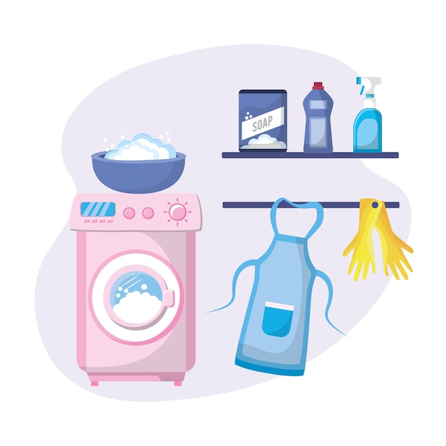 Laundry with electrical equipment and domestic job