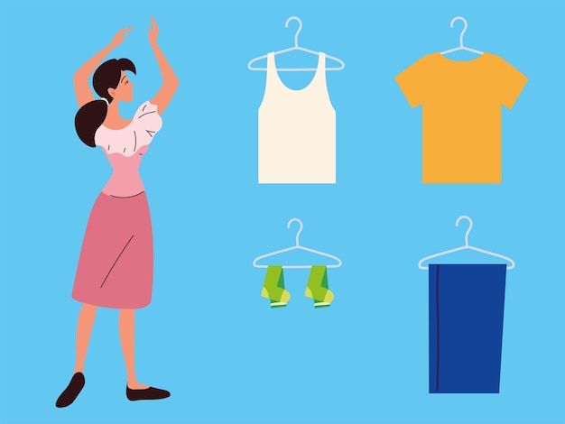 Vector laundry woman icons