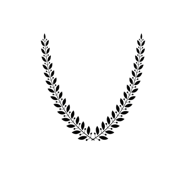 Laurel Wreath bloemenembleem gemaakt in V-vorm. Heraldische wapenschild decoratieve logo geïsoleerde vectorillustratie.