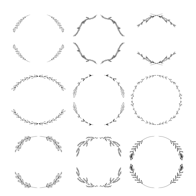 Corona d'alloro floreale disegnata a mano