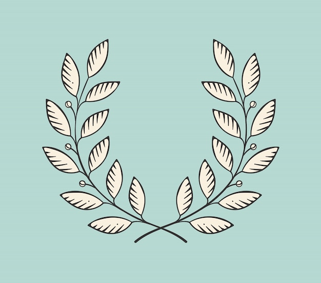 Vector laurel wreath icon isolated on a turquoise background