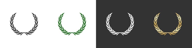 Vector laurel wreath icon set winner triumph symbol black green and gold illustration vector isolated emblem