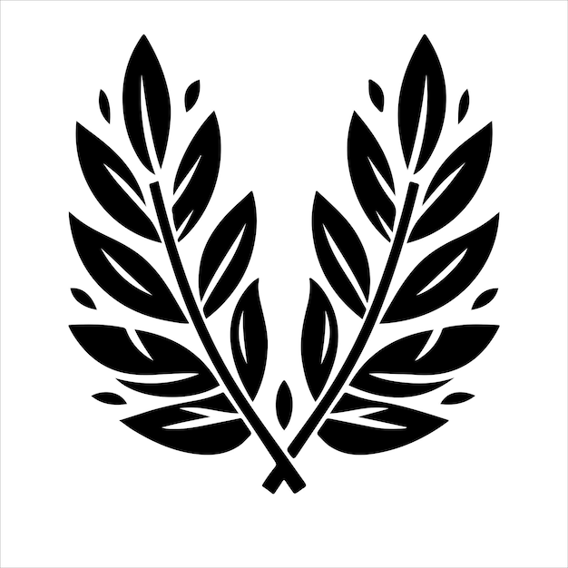 Vector laurel wreath icon white minimal laurel sign silhouette vector illustration