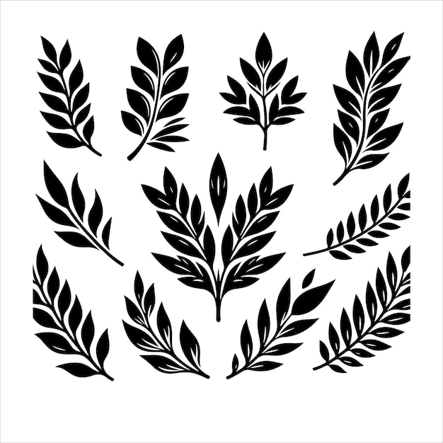 Laurel Wreath Icon White Minimal laurel sign silhouette vector illustration