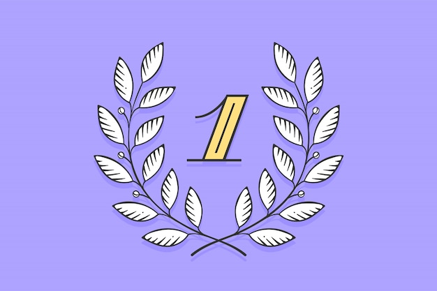 Laurel wreath with number one