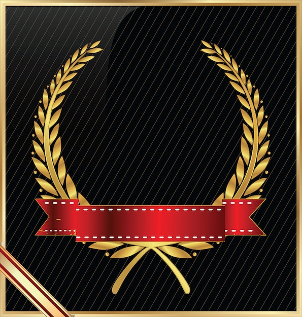 Vector laurel wreath with red ribbon