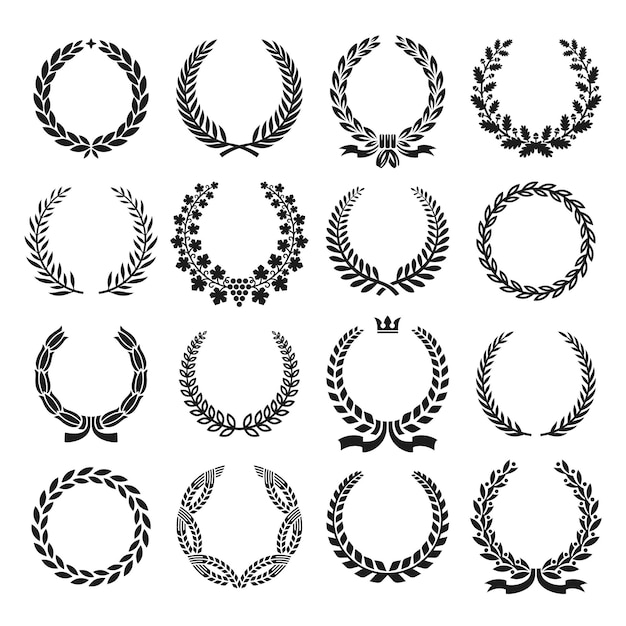 Laurel wreaths crest wreath laurels leaves on branches winner icons victory award logos greek branching circle medal tidy vector emblems