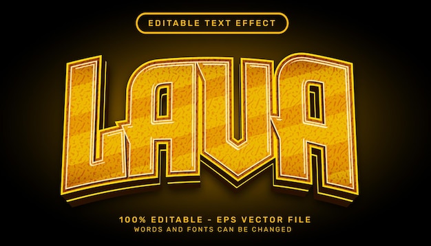 Lava 3d-teksteffect met geelgouden kleur