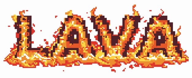 lava pixel blocks background pattern Retro console game level cubic pixel texture