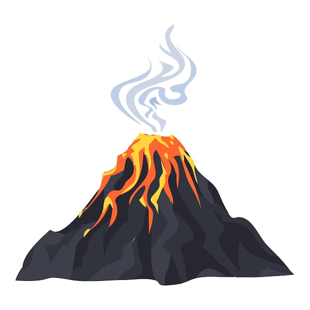 Vector lava uitbarsting vulkaan pictogram cartoon van lava uitbarsting vulkaan vector pictogram voor webdesign geïsoleerd op een witte achtergrond