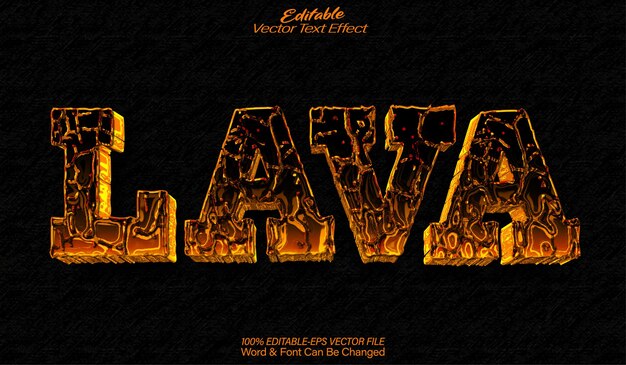 Vector lava vector text effect editable alphabet magma fire volcano