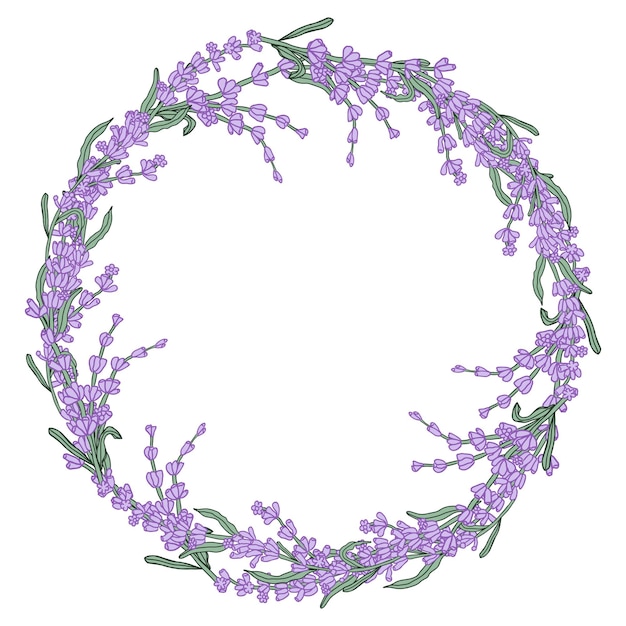 Vector lavendel kleurrijke bloem cirkel krans voor kaart of uitnodiging vector achtergrond