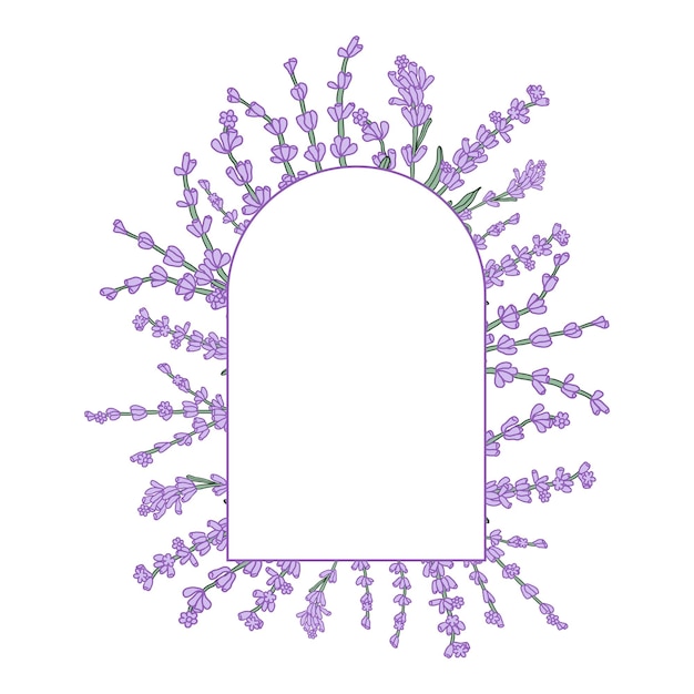 Lavendel kleurrijke bloemenkrans voor kaartje of uitnodiging Vector achtergrond