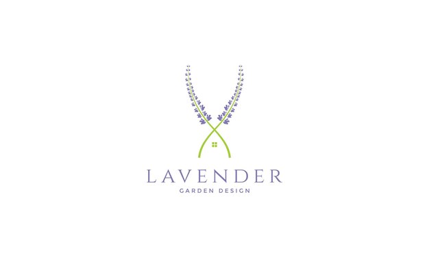 Lavendel planten met huis logo symbool vector pictogram illustratie grafisch ontwerp