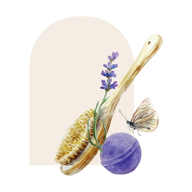 Lavendel SPA set fles met olie met zout bad bom massage penseel kaars etiketten banners posters