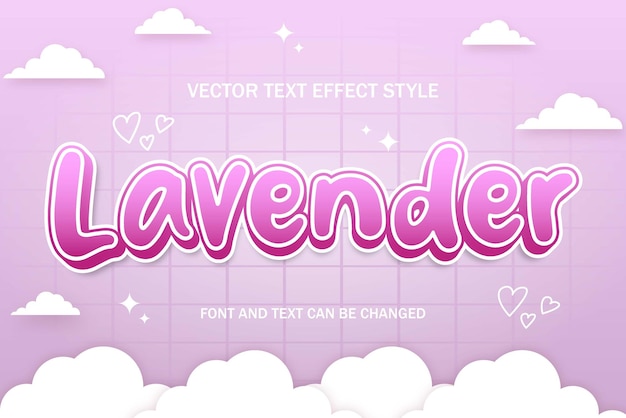 lavendel violet paarse bloem typografie belettering bewerkbaar teksteffect lettertype stijl sjabloonontwerp