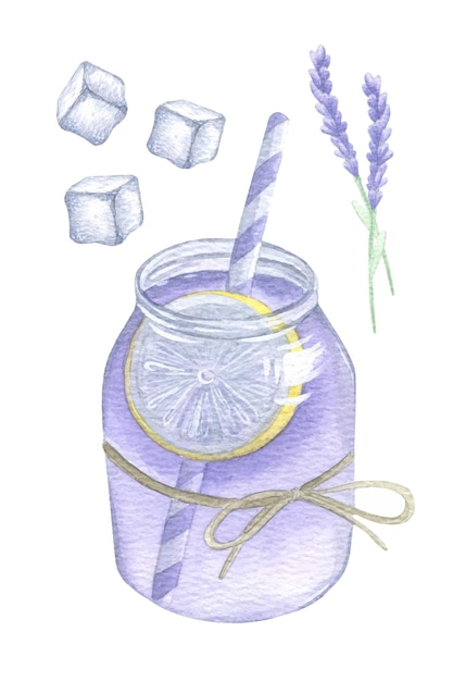 Lavendellimonade-ijsblokje en lavendel