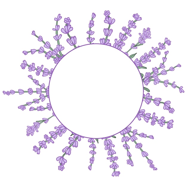 Лаванда красочный цветочный круг венок для карты или пригласить векторный фон