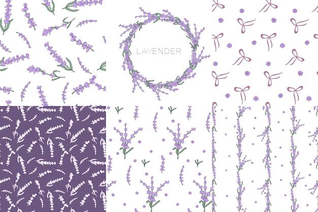 Vector lavender colorful flower seamless pattern for textile