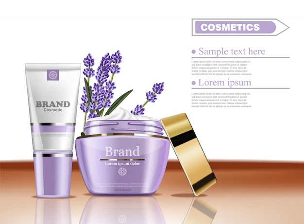 Vector lavender cream cosmetic collection